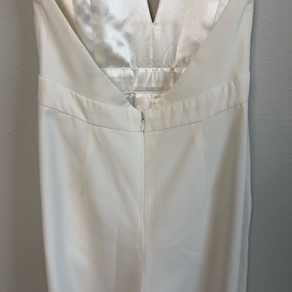 Jill Stuart Halter Wide Leg Jumpsuit White Off-White Elegant Flowy Deep V-Back - Picture 11 of 16